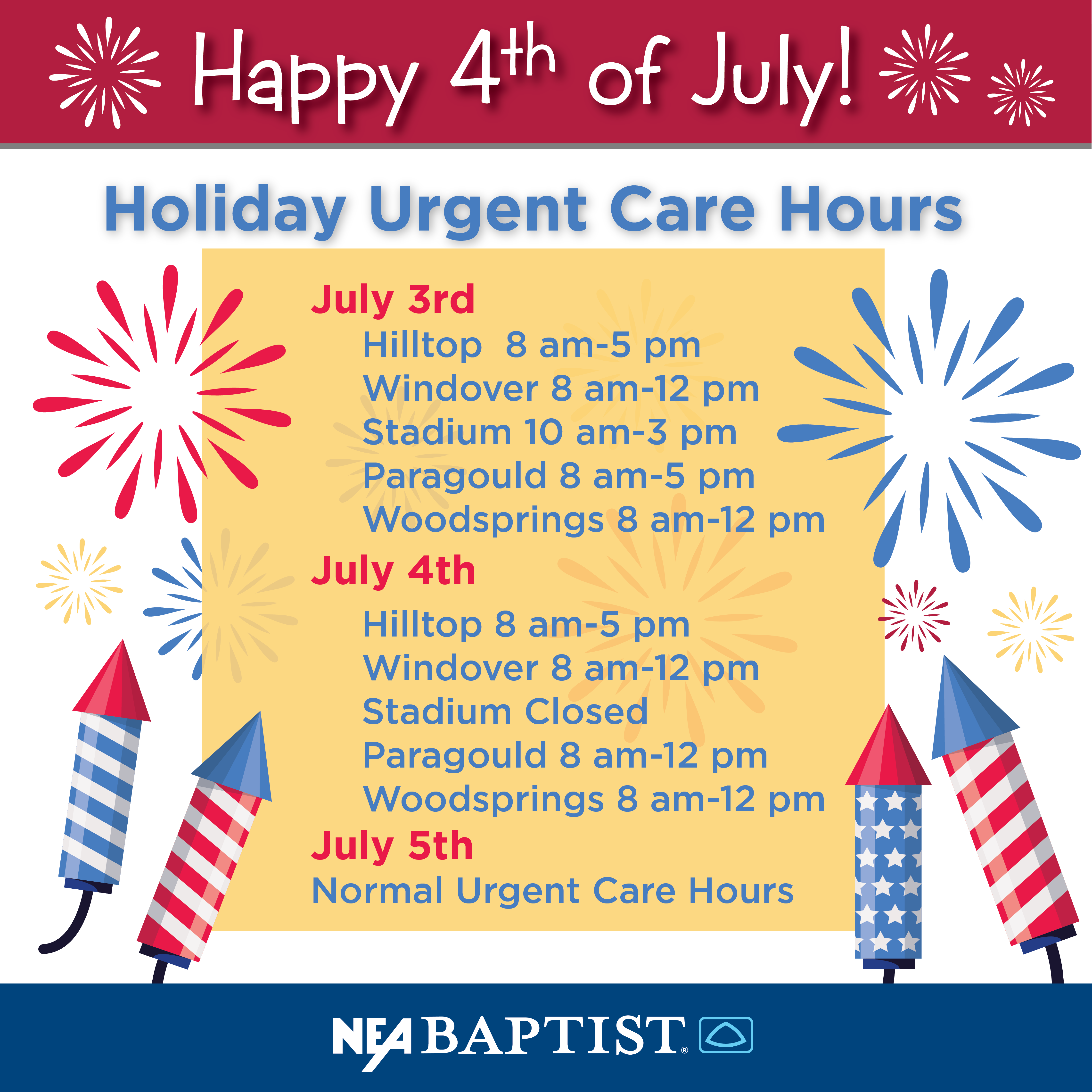 4th urgent care hours